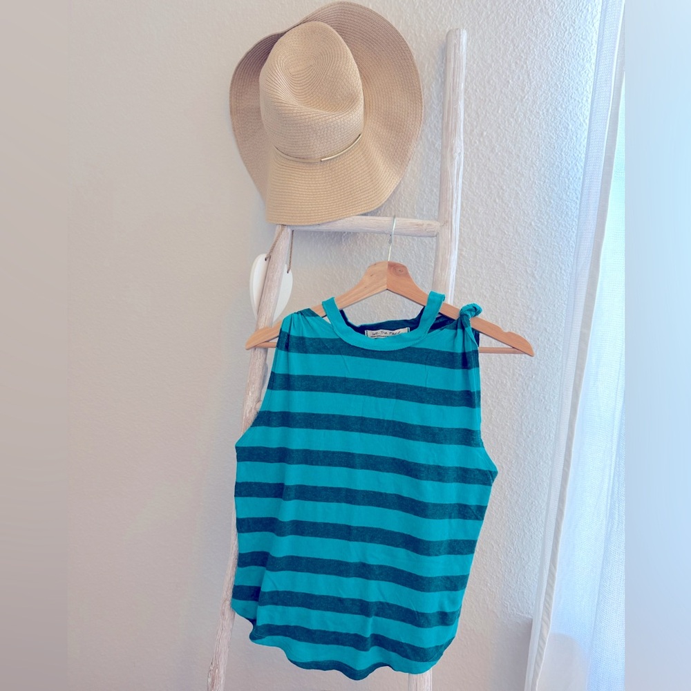 Free People Teal Striped Sleeveless Top